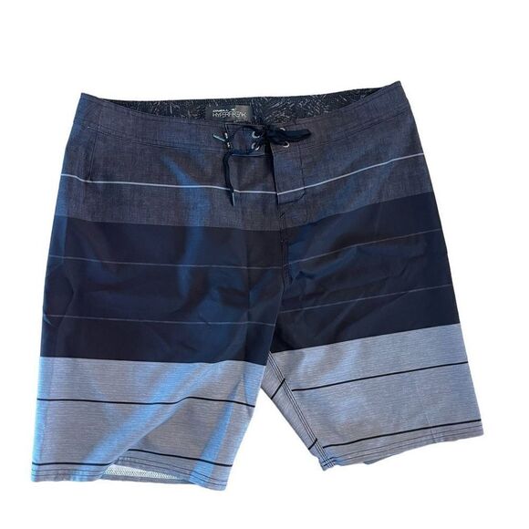 O' Neill Hyperfreak Mens Beach Swimming Shorts Stripes Lightweight Gray Size 36 - Picture 1 of 7